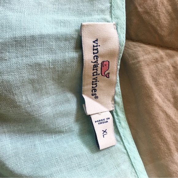 Vineyard Vines Ombre Chambray Blue and Light Green Linen Sleeveless Dress - Picture 8 of 11